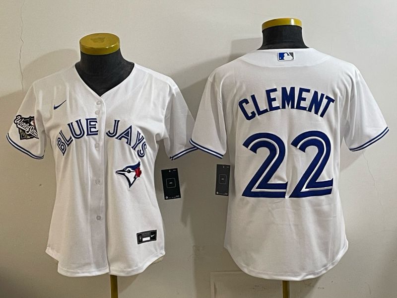Women 2025 Nike Toronto Blue Jays #22 Clement White Game MLB Jersey 03->women mlb jersey->Women Jersey